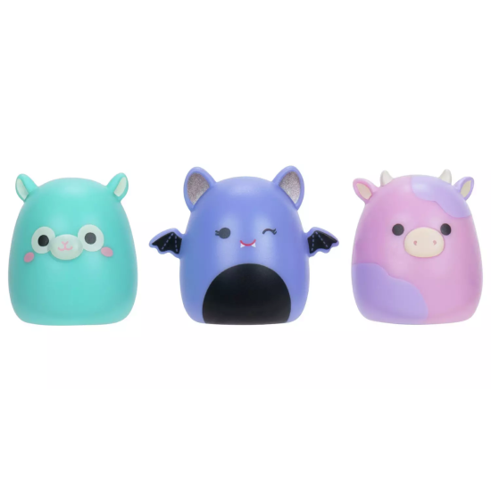 Squish-a-longs by Original Squishmallows Party Pack On-the-Go Playset - Series 1 - Three 1-Inch Mini-Squish with 9 Furnishings - Collect, Trade, & Play