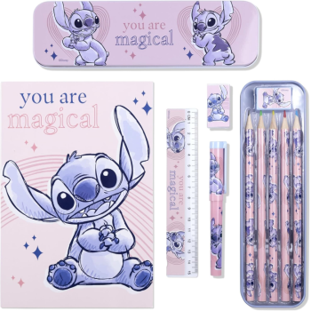 Stitch Stationery Set Metal Tin/Pencils/Ruler/Pad