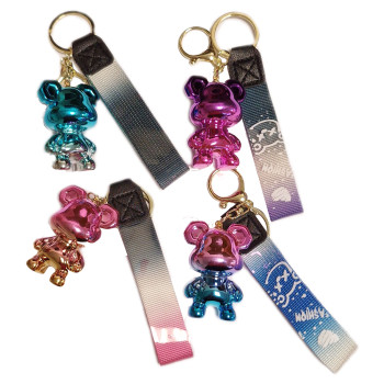 Metallic Colur Bear Bag Clip Keyring