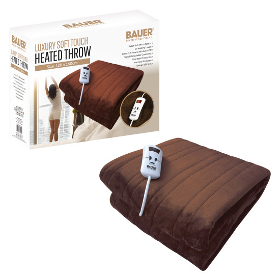 Bauer Luxury Heated Throw  Brown