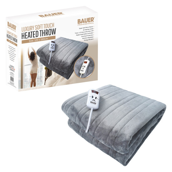 Bauer Luxury Heated Throw Grey