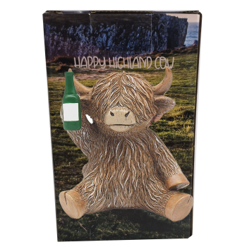 Highland Cow with Bottle Figurine 