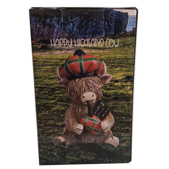 Highland Cow with Bagpipes Figurine 