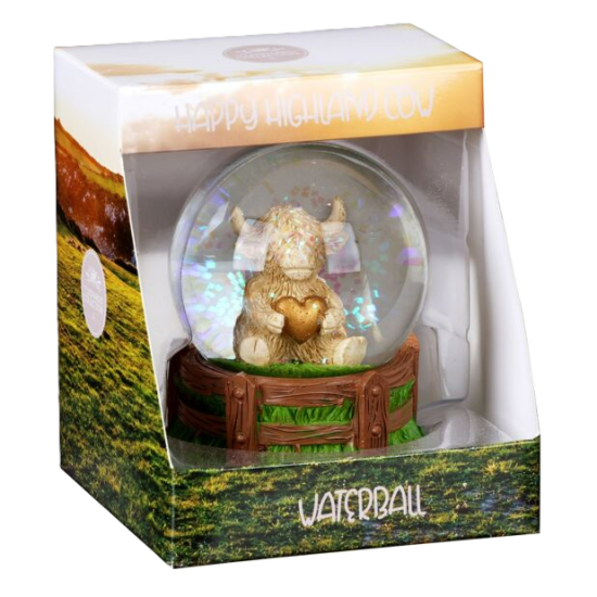 Highland Cow Heart Snow Globe