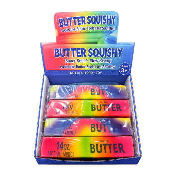 14oz Butter Rainbow Squishies Stress Slow Rising Sensory Squeeze Toys, Big Butters Stick Fidget Toys for Adults & Kids Stress Anxiety Relief
