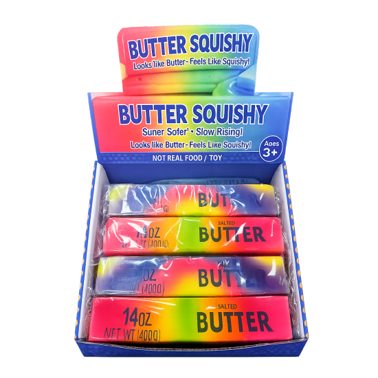 14oz Butter Rainbow Squishies Stress Slow Rising Sensory Squeeze Toys, Big Butters Stick Fidget Toys for Adults & Kids Stress Anxiety Relief