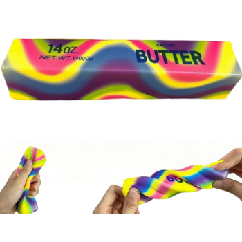 14oz Butter Rainbow Squishies Stress Slow Rising Sensory Squeeze Toys, Big Butters Stick Fidget Toys for Adults & Kids Stress Anxiety Relief