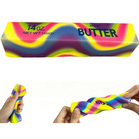 14oz Butter Rainbow Squishies Stress Slow Rising Sensory Squeeze Toys, Big Butters Stick Fidget Toys for Adults & Kids Stress Anxiety Relief