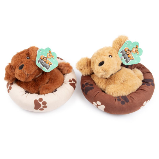 Cosy Pups Plush in a basket