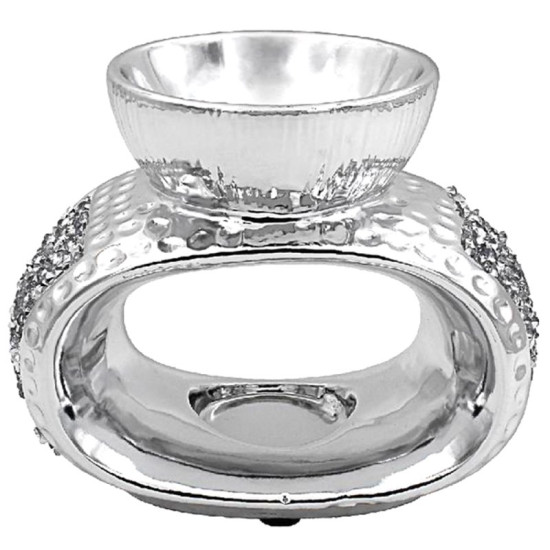 SILVER OVAL WAX BURNER